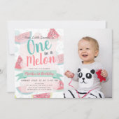 Een in een meloen Watermelon Meisje Foto 1e Verjaa Kaart (Voorkant)