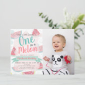 Een in een meloen Watermelon Meisje Foto 1e Verjaa Kaart (Staand voorkant)