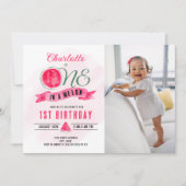 Een in een meloen Watermelon Verjaardag Foto Kaart (Voorkant)