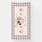 Een in een meloen Watermelon Verjaardag Foto Spandoek (Verticaal)