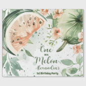 Een in een meloen Watermelon Waterverf 1e Verjaard Cadeaupapier (Vlak)