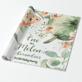 Een in een meloen Watermelon Waterverf 1e Verjaard Cadeaupapier (Uitgerold)