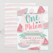 Een in een meloen Watermelon Waterverf 1e Verjaard Kaart (Voorkant / Achterkant)