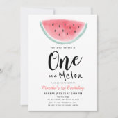 Een in een meloen Watermelon Waterverf 1e Verjaard Kaart (Voorkant)