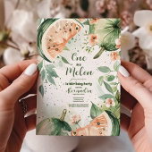 Een in een meloen Watermelon Waterverf 1e Verjaard Kaart