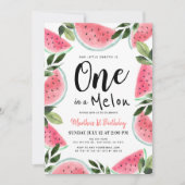 Een in een meloen Watermelon Waterverf 1e Verjaard Kaart (Voorkant)