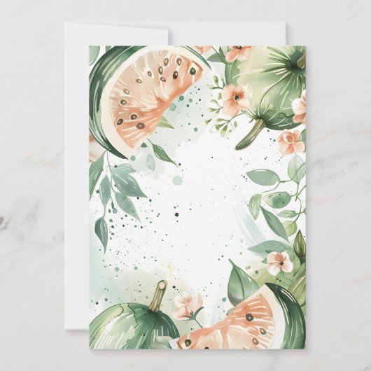 Een in een meloen Watermelon Waterverf 1e Verjaard Kaart (Achterkant)