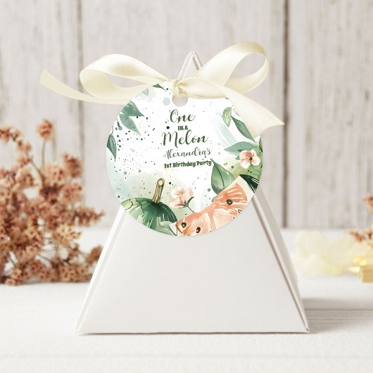 Een in een meloen Watermelon Waterverf 1e Verjaard Ronde Sticker