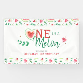 Eén in een meloen | Welkom Watermelon Birthday Spandoek