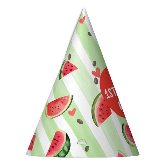 Een in een meloen, Zomer Fruit Meisje Verjaardag Feesthoedjes (Links)