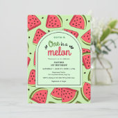 Een in een meloen zomer watermeloen 1e verjaardag kaart (Staand voorkant)