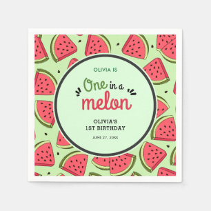 Een in een meloen zomer watermeloen 1e verjaardag servet