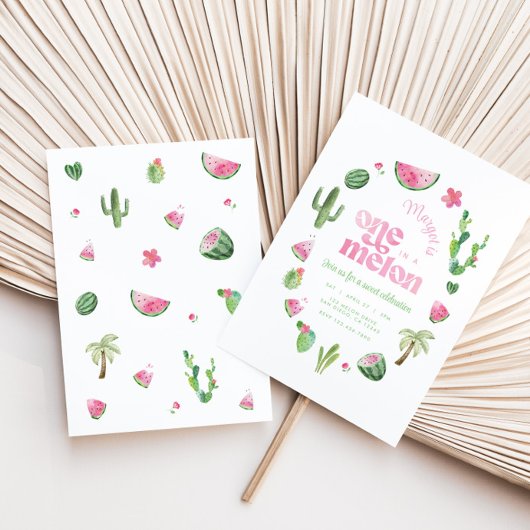 Eén in een Melon 1e Birthday-uitnodiging Kaart