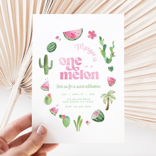 Eén in een Melon 1e Birthday-uitnodiging Kaart