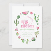 Eén in een Melon 1e Birthday-uitnodiging Kaart (Voorkant)