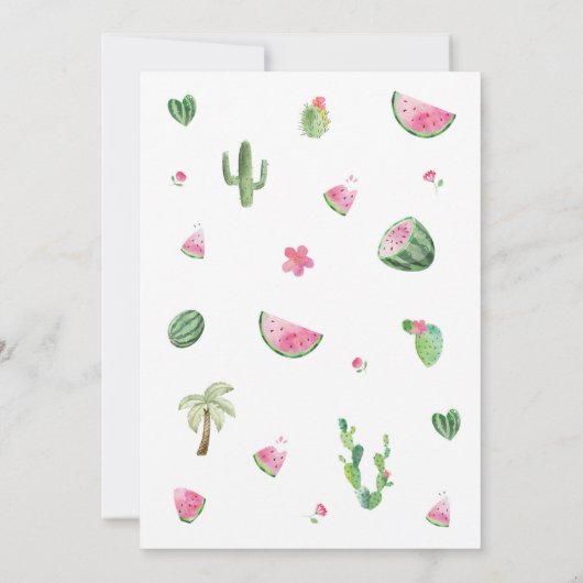 Eén in een Melon 1e Birthday-uitnodiging Kaart (Achterkant)