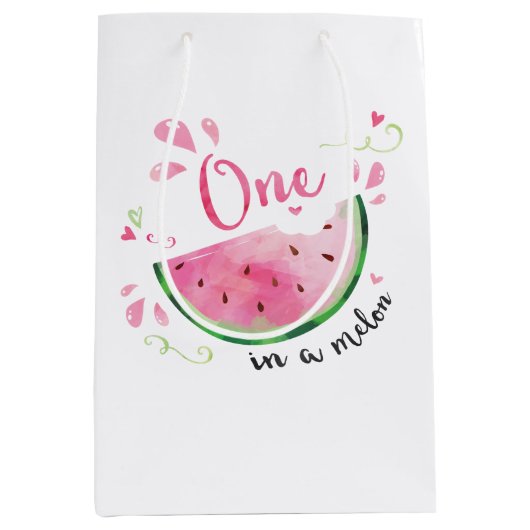 Eén in een Melon 1e verjaardag Medium Cadeauzakje (Voorkant)
