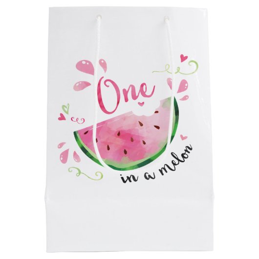 Eén in een Melon 1e verjaardag Medium Cadeauzakje (Achterkant)
