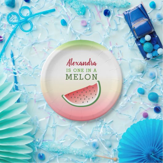 Eén in een Melon 1e verjaardag Papieren Bordje (Feest)