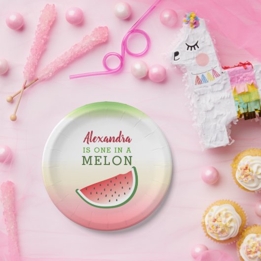 Eén in een Melon 1e verjaardag Papieren Bordje (Feest)