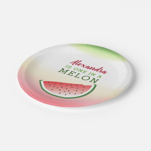 Eén in een Melon 1e verjaardag Papieren Bordje (Gekanteld)