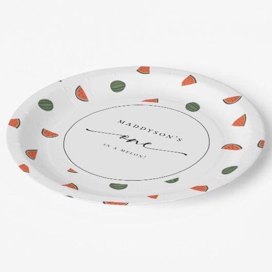 Eén in een Melon 1e verjaardag Papieren Bordje (Gekanteld)