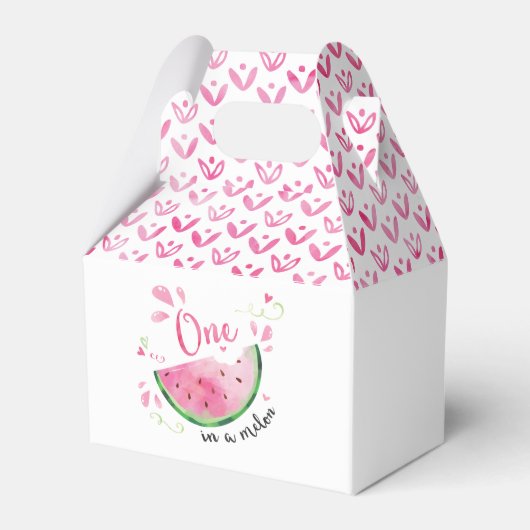 Eén in een Melon 1st Birthday Party Favor Box Bedankdoosjes (Achterkant)