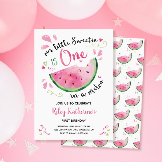 Eén in een Melon 1st Birthday Watermelon Kaart
