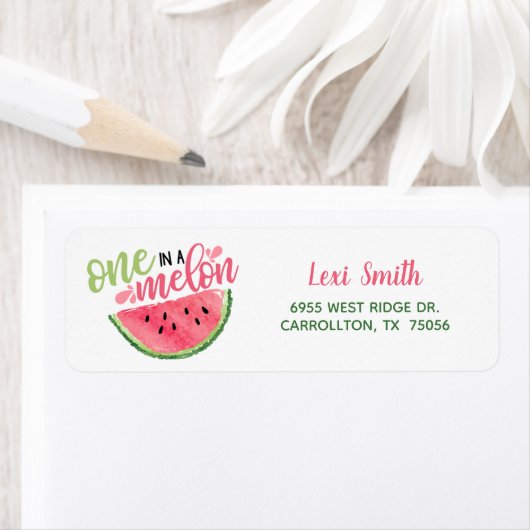Eén in een Melon-adreslabel - Roze Etiket (Insitu)