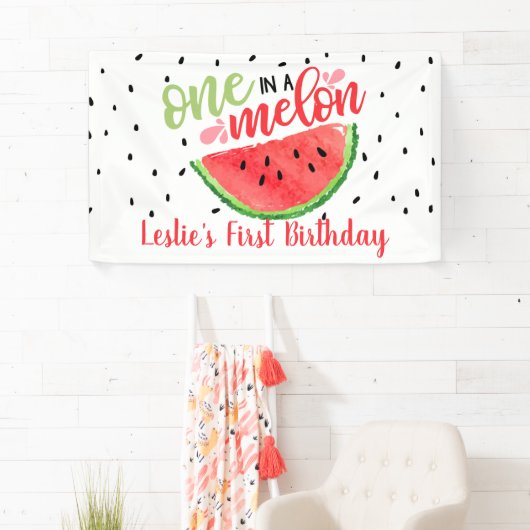 Een in een Melon Birthday Banner - Rood (Insitu)
