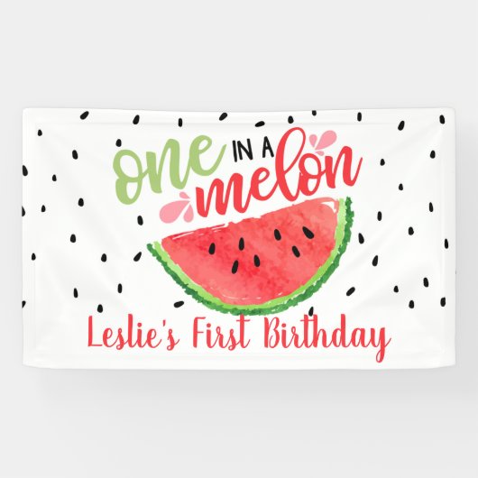 Een in een Melon Birthday Banner - Rood (Horizontaal)