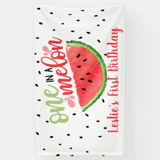 Een in een Melon Birthday Banner - Rood (Verticaal)