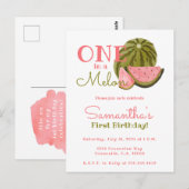 Eén in een Melon Birthday-thema Watermeloen  Briefkaart (Voorkant / Achterkant)