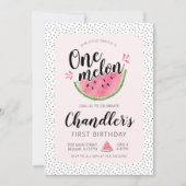 Eén in een Melon Birthday-uitnodiging Kaart (Voorkant)