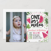 Eén in een Melon Birthday-uitnodiging Kaart (Voorkant / Achterkant)