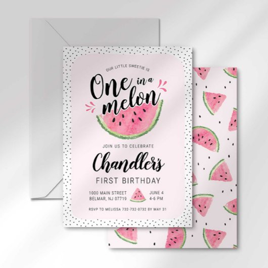Eén in een Melon Birthday-uitnodiging Kaart