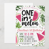 Eén in een Melon Birthday-uitnodiging Kaart (Voorkant / Achterkant)