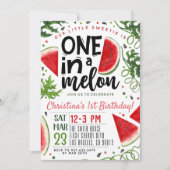 Eén in een Melon Birthday-uitnodiging Kaart (Voorkant)