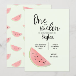 Eén in een Melon Birthday Uitnodiging voor Meisje 