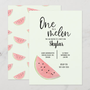 Eén in een Melon Birthday Uitnodiging voor Meisje