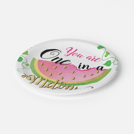 Een in een Melon Birthday Watermeloen papieren bor Papieren Bordje (Gekanteld)