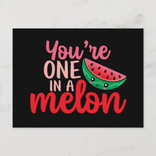 Een in een Melon Cute Love Pun Funny Valentijnsdag Briefkaart