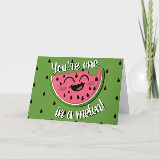 Eén in een Melon Cute Watermelon Green Birthday Kaart (Voorkant)