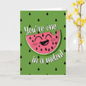 Eén in een Melon Cute Watermelon Green Birthday Kaart (Gele Bloem)