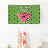 Eén in een Melon Cute Watermelon Green Birthday Spandoek (Insitu)