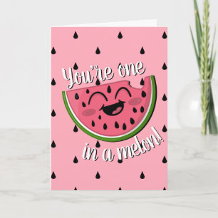 Eén in een Melon Cute Watermelon Pink Birthday Kaart