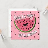 Eén in een Melon Cute Watermelon Pink Birthday Kaart (Voorkant / Achterkant in situ)