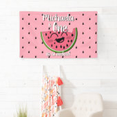 Eén in een Melon Cute Watermelon Pink Birthday Spandoek (Insitu)
