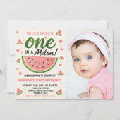 Eén in een Melon First Birthday Uitnodiging (Voorkant)