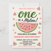 Eén in een Melon First Birthday Uitnodiging (Voorkant)